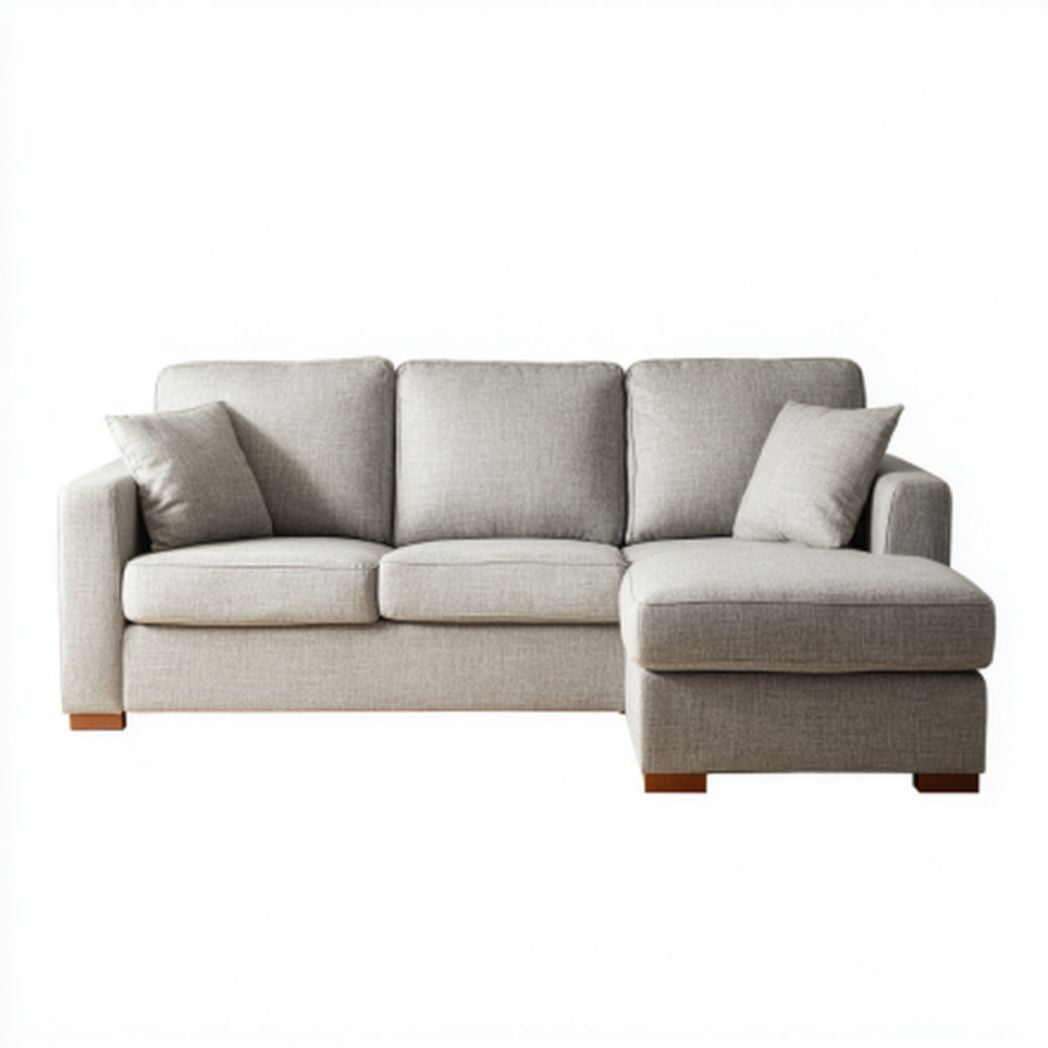 Sofa z funkcją spania w jasnoszarym materiale - 200 x 90 x 85