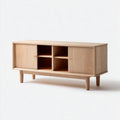 Szafka RTV z naturalnego drewna do przechowywania w salonie - 120 x 40 x 50